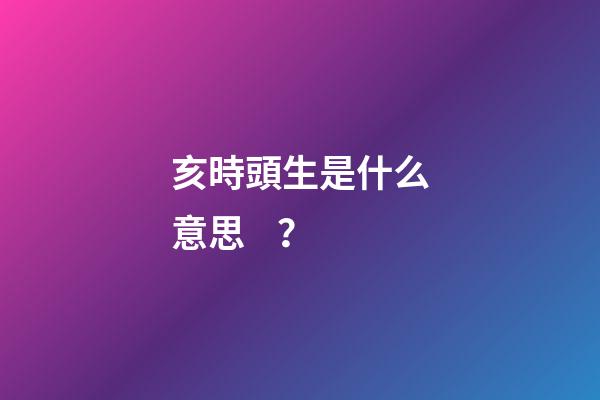 亥時頭生是什么意思？